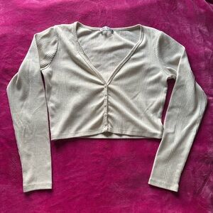 Zara Cream Ribbed Crop Top